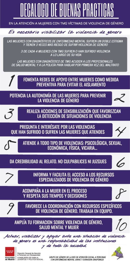 Decálogo de buenas prácticas en la atención a mujeres con TMG víctimas de violencia de género.